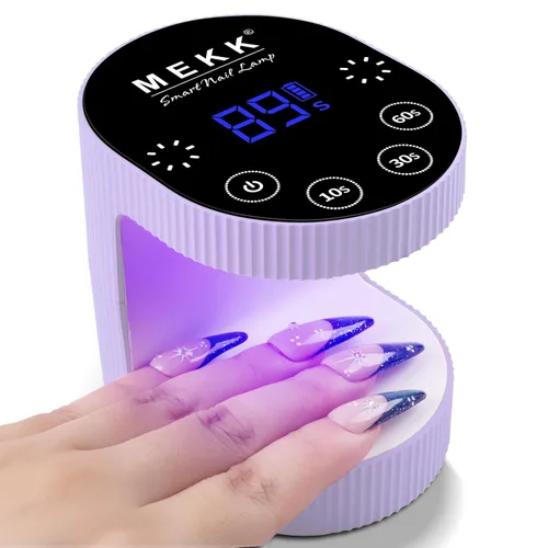 Vista 13 de MEKK Mini luz UV inalámbrica para uñas de gel – Mini lámpara de uñas LED UV recargable de 24 W con control táctil y sensor automático, pequeña