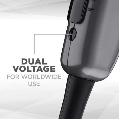 Vista 7 de Conair - Secador de cabello de viaje con doble voltaje, 1875 W, secador compacto con mango plegable, gris, (paquete de 4)