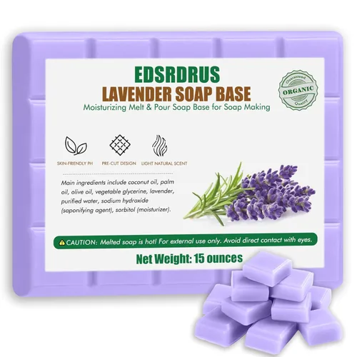 Vista 11 de Base de jabón de glicerina de 15 onzas – Base de jabón perfumada para derretir y verter para manualidades, fácil de cortar, vegana y natural