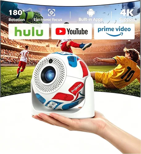 Vista 8 de Mini proyector portátil con Bluetooth, proyector compatible con 1080P 4K, proyector de video de corrección Keystone de enfoque automático, proyector