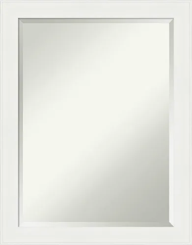 Vista 15 de Amanti Art Espejo de tocador de baño de 24 x 20 pulgadas, marco estrecho blanco tocador, espejo de pared rectangular, borde biselado, se cuelga
