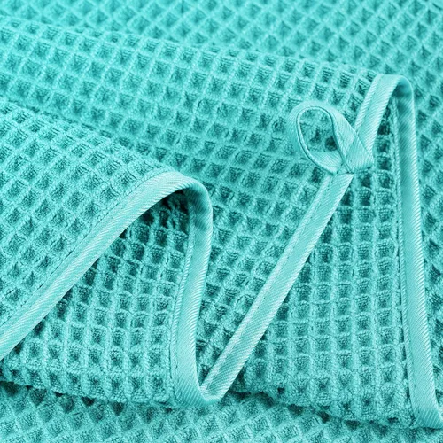 Vista 4 de POLYTE Toalla de baño de microfibra de gran tamaño de 430 GSM, de secado rápido, sin pelusas, 60 x 30 pulgadas, paquete de 4 (tejido de waffle)
