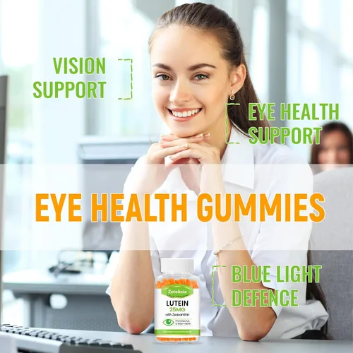Vista 4 de Gomitas de luteína de 25 mg – Vitaminas para los ojos Luteína y Zeaxantina Suplementos para la salud ocular para adultos, suplemento de gomitas