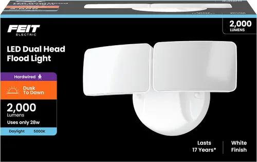 Vista 13 de Feit Electric Luz de inundación LED con sensor de movimiento, luz de seguridad de doble cabezal de 2000 lúmenes, 5CCT (2700K-6500K), luz al aire