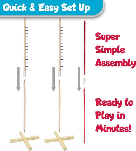 Vista 5 de WonkaWoo Juego de limbo de madera para adultos y niños, instalación simple para juego de fiesta Luau al aire libre, juego de limbo de madera