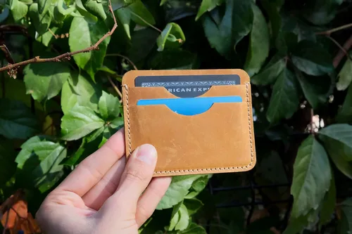 Vista 3 de Natural 100% Leather Cardholder Slim Front Pocket Wallet Gift For Him&Her Handmade Customizable