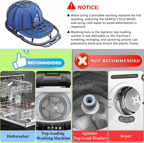 Vista 6 de Eiito Lavadora de sombreros para lavadora, paquete de 2 limpiadores de sombreros para gorras de béisbol, moldeador de sombreros para lavavajillas