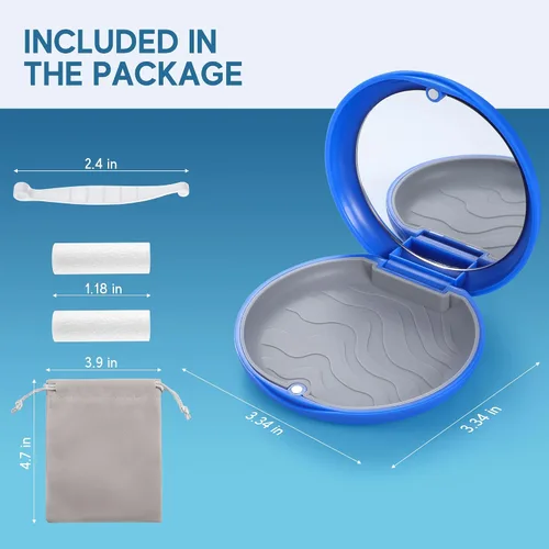 Vista 7 de Kit de estuche de retención negro mate premium con espejo, funda Invisalign con 2 piezas de masticables, herramienta de extracción de alineador