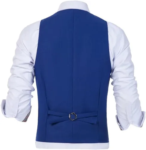 Vista 3 de Chaleco de traje para hombre, chaleco de negocios, chaleco de vestir formal para hombres con 4 botones de ajuste delgado