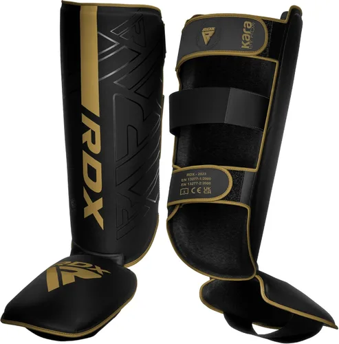 Vista 9 de RDX Espinilleras para kickboxing, Muay Thai y almohadillas de entrenamiento, protección de espuma de empeine Kara de cuero Maya Hide, protector