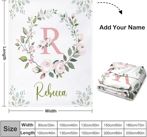 Vista 2 de Manta de bebé personalizada para niñas con nombre, manta de bebé personalizada con nombre, manta de envoltura floral para recién nacidos, niños