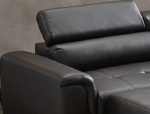 Vista 4 de Sofás seccionales para sala de estar, sofá esquinero de cuero con otomana de almacenamiento, sofá modular convertible con cama extraíble (negro)