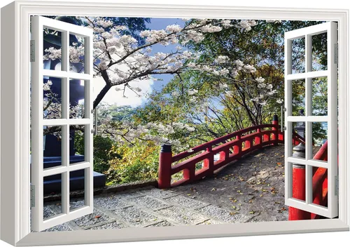 Vista 34 de Cuadro decorativo con diseño de ventana moderna blanca con vista, de la marca Wall26®