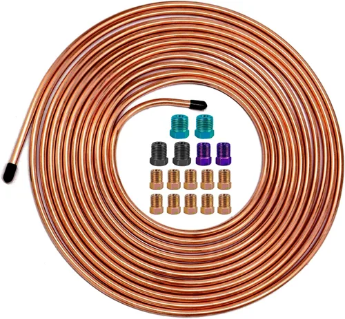 Vista 9 de Kit de línea de freno de 1/4 pulgadas, rollo de tubo de freno de acero inoxidable resistente de 25 pies con 16 accesorios para sistemas de freno