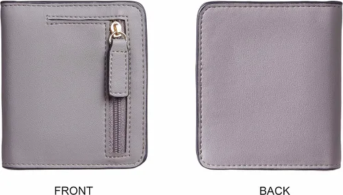 Vista 5 de Gostwo - Cartera compacta de piel genuina de lujo para mujer con bloqueo de RFID y ventana de identificación