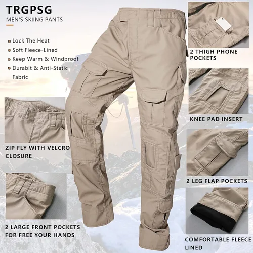 Vista 4 de TRGPSG Pantalones tácticos para hombre, pantalones de senderismo, pantalones cargo de camuflaje militar, pantalones de trabajo casuales