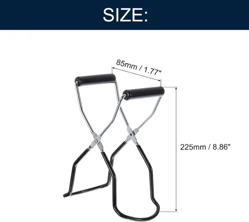 Vista 2 de uxcell 1 pinza elevadora de tarros de conservas, elevador de tarro galvanizado con mango de goma para un agarre seguro, color negro