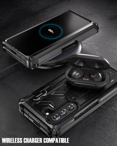 Vista 5 de Rugged Armor - Funda para Samsung Galaxy Z Fold 5, protección de bisagra, soporte para S Pen, función atril, protector de pantalla integrado, Negro