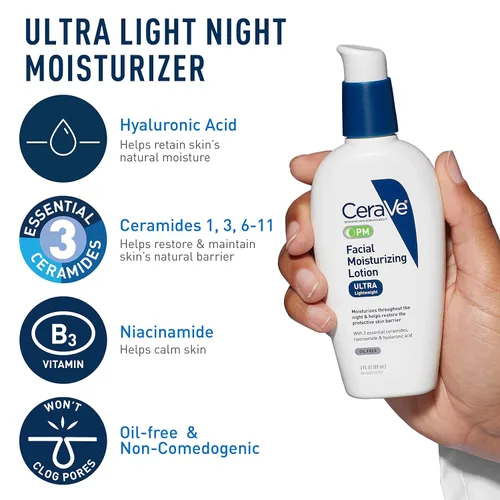 Vista 5 de CeraVe Rutina de Cuidado Facial AM Hidratante con SPF, PM Hidratante Facial y Limpiador Facial Hidratante para Mañana y Noche Artículos de Aseo