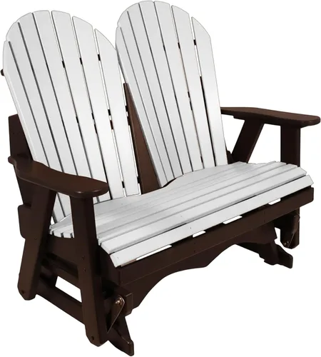 Vista 46 de Silla mecedora Aruba Adirondack de 2 pies, fabricada en Amish, madera de polietileno para exteriores, accesorios de acero inoxidable, fabricada
