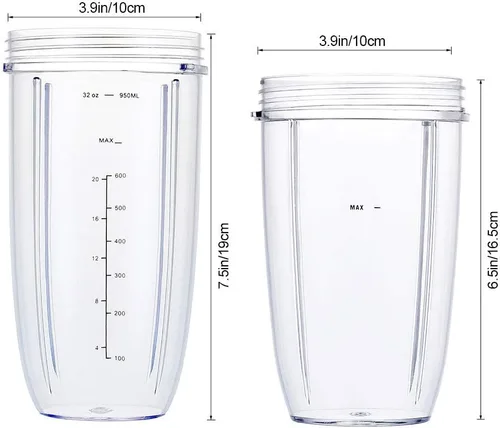 Vista 3 de Piezas de repuesto para licuadora Nutribullet, tazas de 32 oz y 24 oz con cuchilla extractora de repuesto, compatible con licuadoras Nutri Bullet