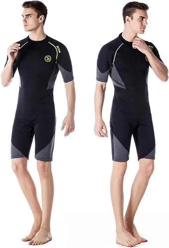 Vista 5 de Traje de neopreno corto para hombres de 0.059 in de neopreno con cremallera trasera para buceo, surf, esnórquel, natación