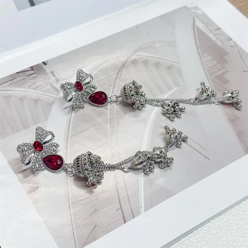 Vista 5 de Aretes de lazo vintage Jhumkas para mujer, bohemios, hechos a mano, étnicos, antiguos, tradicionales, de plata, con lazo, joyería india Jhumki