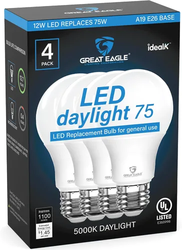 Vista 6 de Great Eagle - Bombillas LED A19 equivalentes a 75 W, certificación UL, color blanco cálido de 2700 K, bombillas LED de 75 W, no regulables, repuesto