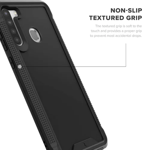 Vista 3 de ZIZO ION Series - Funda para Samsung Galaxy A21, probada contra caídas de grado militar con protector de pantalla de vidrio templado, color negro