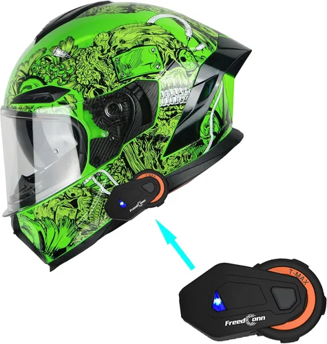 Vista 16 de 1Storm Casco Integral para Motocicleta DOT para Adultos, Motocicleta de Calle, Doble Visera, Protector Solar Interior con un Escudo Transparente Un