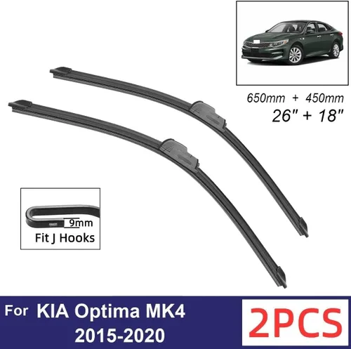 Vista 2 de Limpiaparabrisas delantero compatible con KIA Optima MK4 2015-2020, limpiaparabrisas delantero de goma suave, parabrisas automático de 26 + 18 2