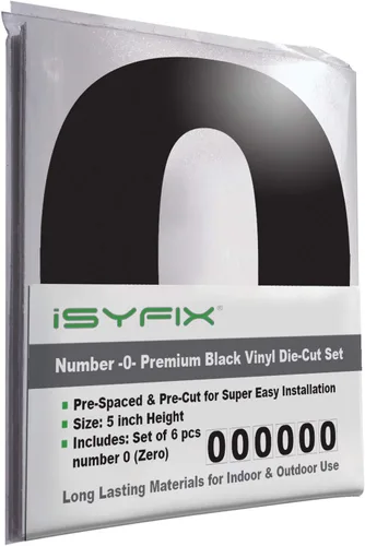 Vista 51 de iSYFIX Calcomanías de vinilo negro con el número 7 (siete), paquete de 6 calcomanías autoadhesivas de 7 pulgadas, calcomanías troqueladas y Negro