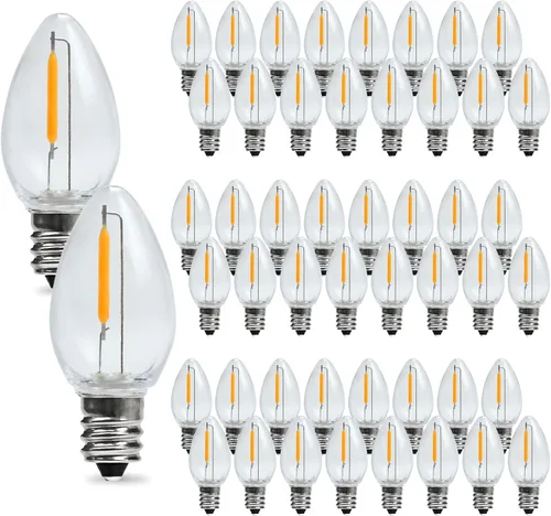 Vista 10 de C7 0.6W 2700K Bombilla LED con base de candelabro estándar E12, luz nocturna de repuesto de 6 unidades Paquete de 4 mazorcas C7