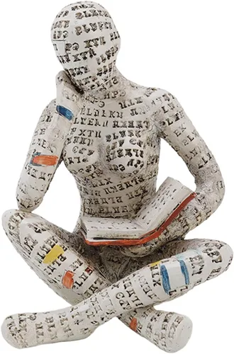 Vista 14 de Figura de mujer que lee, escultura pensadora, estatua de decoración abstracta, estantería, escultura de resina estética para sala de estar, oficina