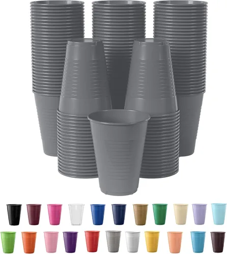 Vista 21 de Party Solids Vasos de plástico negros - 12 onzas, paquete de 100