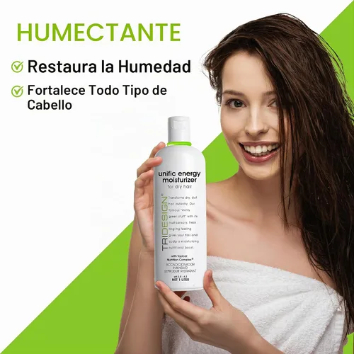 Vista 3 de TRIDESIGN Unific Energy Moisturizer - Acondicionador de cabello profundo para cabello seco dañado, hidratante para cabello rizado, encrespado