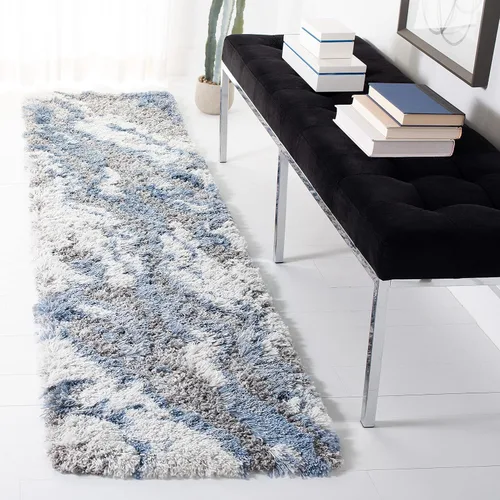 Vista 22 de SAFAVIEH Horizon Shag Collection - Alfombra decorativa, 2 x 3 pies, gris y azul, no desprende pelusa y de fácil cuidado, 2 pulgadas de grosor, ideal