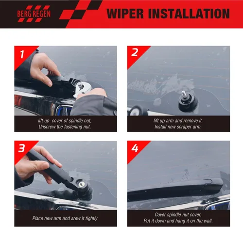 Vista 5 de Juego de Brazo y Escobilla Limpiaparabrisas Trasero BERG REGEN® para Nissan Rogue 2013 2012 2011 2010 2009 2008 Juke 2016-2011 Accesorios