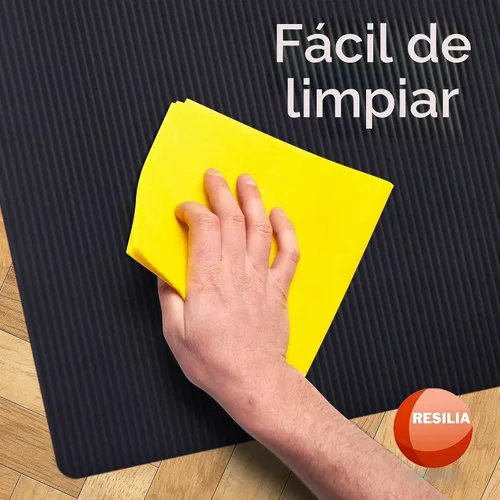 Vista 5 de RESILIA Tapete de piso de plástico negro - Vinilo impermeable con nervadura ancha en relieve, alfombrilla protectora resistente para suelos
