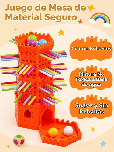 Vista 5 de Ball Drop Game, Montessori Board Game for Kids 4-6, Preschool Educational Toy for 3 4 5 6 Year Olds, Wooden Sticks Game, Fine Motor Skills Toy Orange