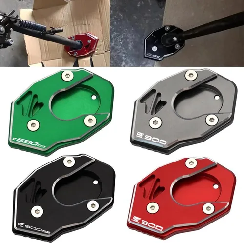 Vista 8 de Moto Kickstand - Extensión de pie lateral para Kawasaki Z900SE Z900 Z650RS Z 900SE 900 650RS Soporte Ampliar Placa de soporte (Color A: Negro)