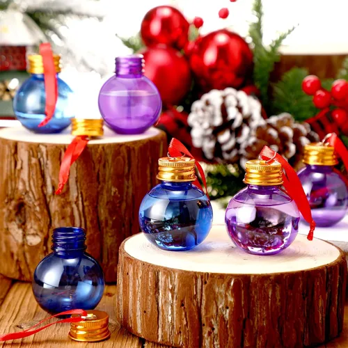 Vista 2 de Patelai 24 Piezas Bolas de Bebida de Navidad Adorno de Vaso de Chupito Adornos de Árbol de Navidad de Plástico Rellenables Bombillas de Botella