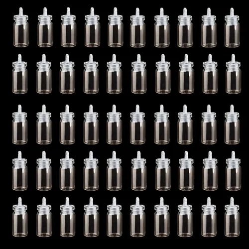 Vista 36 de 25 mini botellas de vidrio con tapas de corcho, 5 formas clásicas, pequeños frascos de vidrio, botellas de deseos, pequeños frascos decorativos