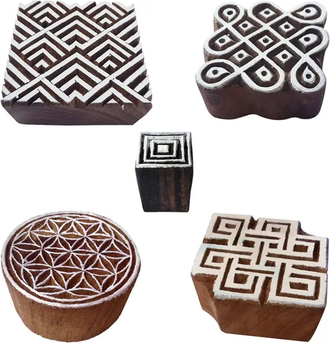 Vista 13 de Royal Kraft Sellos de impresión de madera de elefante (juego de 5) - DIY Henna tela textil papel arcilla cerámica bloques Htag2201