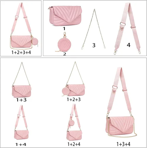 Vista 6 de Bolsos cruzados acolchados pequeños para mujer, elegantes bolsos de diseñador y bolsos con monedero, incluyendo bolsa de 2 tamaños, S