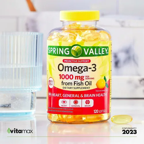 Vista 6 de Spring Valley Omega-3 de aceite de pescado 1000 mg, cuidado máximo, 120 unidades + guía exclusiva de vitaminas VitaMax (2 artículos)