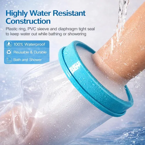 Vista 4 de Protector de brazo para adultos, resistente al agua, cubre manos o muñecas quebradas, vendaje reutilizable, para bañarse o ducharse