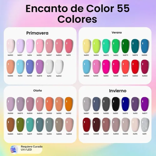 Vista 3 de Beetles - Kit de esmalte de uñas de gel con luz UV, 80 unidades, 55 colores 0 - Encantamiento