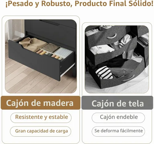 Vista 5 de Garvee 5 cómodas para dormitorio, cajón vertical de 50.5 pulgadas con almacenamiento