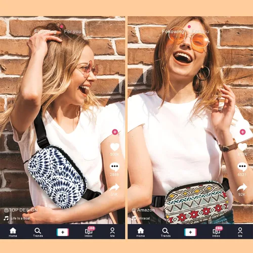 Vista 7 de TOPDesign Riñonera para mujeres y hombres, bolsa cruzada para cinturón con cremalleras resistentes al agua, bolsa para el trasero con correa